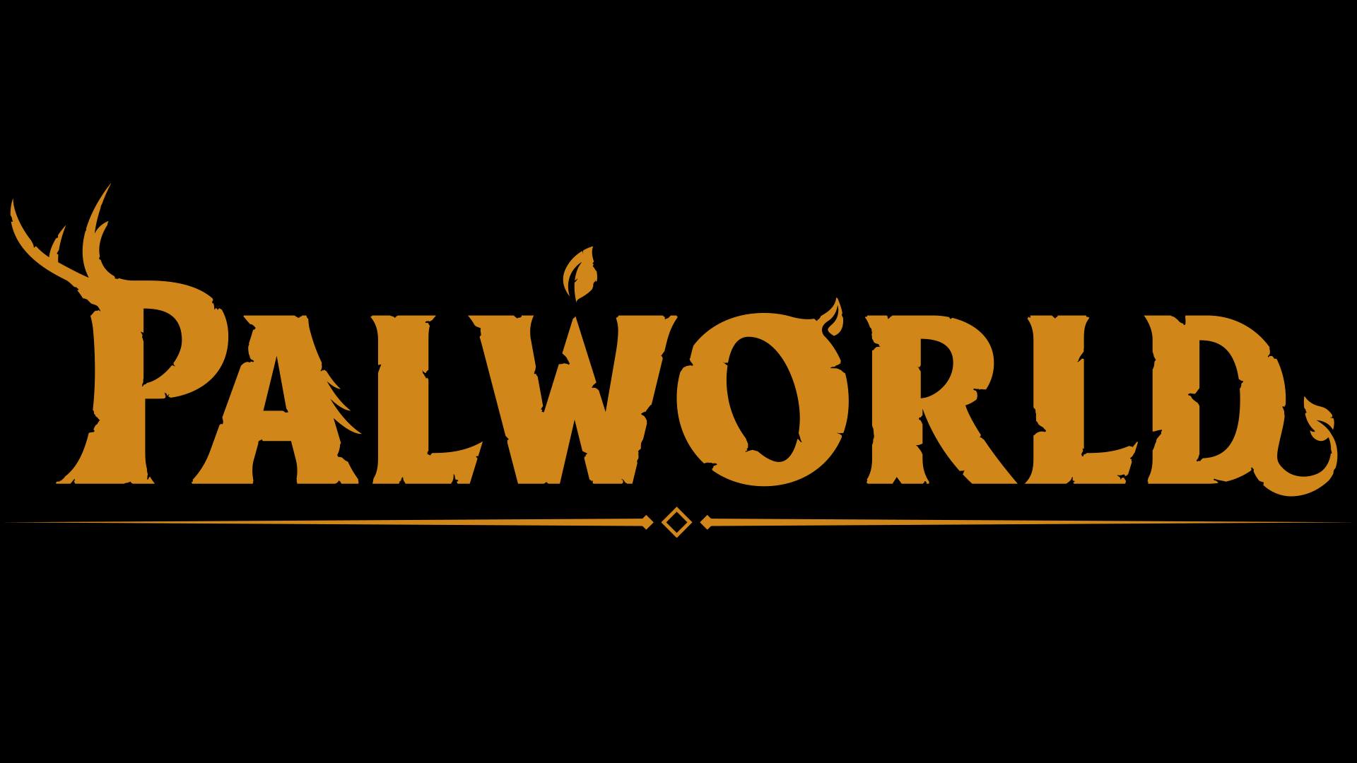 Wordmark officiel Palworld dore sur fond noir